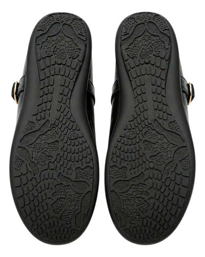 Zapato Escolar Y Cueca Niña Mujer Negro Con Correa