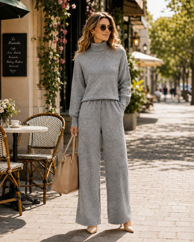 Conjunto Mujer Cuello Alto Pantalón Palazzo Primavera
