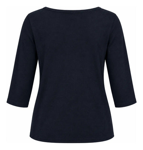 Polera Mujer Manga 3/4 Escote V Con Detalles Metálicos