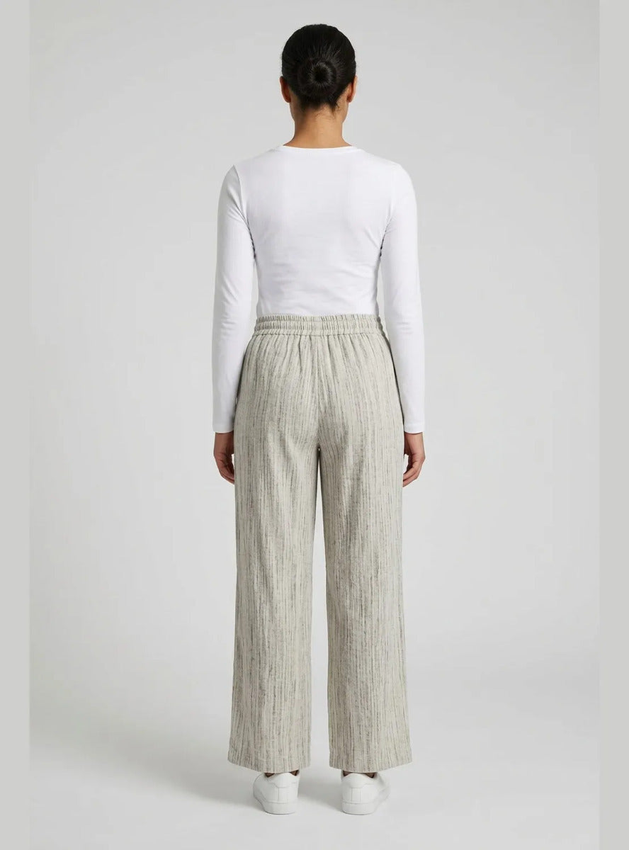Pantalón Mujer Palazzo Jaspeado Pierna Ancha con Bolsillos