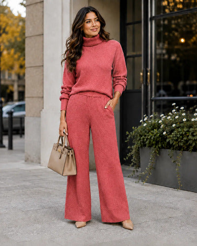 Conjunto Mujer Cuello Alto Pantalón Palazzo Primavera