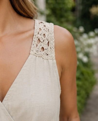 Enterito Mujer Palazzo Crochet Espalda Calada Sin Mangas