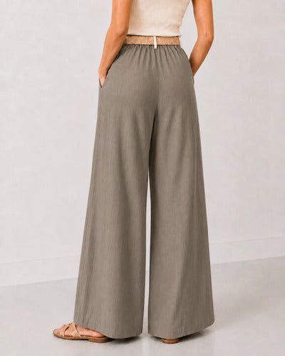 Pantalón Palazzo Mujer Pierna Ancha Cintura Elasticada