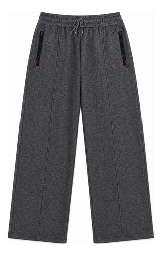 Pantalón De Buzo Unisex Pierna Ancha Con Interior Térmico