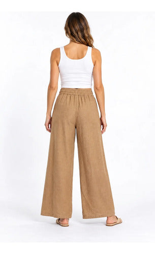 Pantalón Mujer Palazzo Tiro Alto Cintura Elasticada Brisa