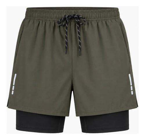 Short Deportivo Running Hombre 2 En 1 Con Calza Interior
