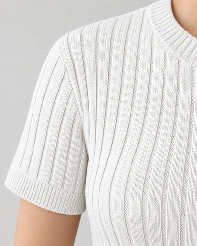 Top Mujer Tejido Acanalado Manga Corta Talla Única