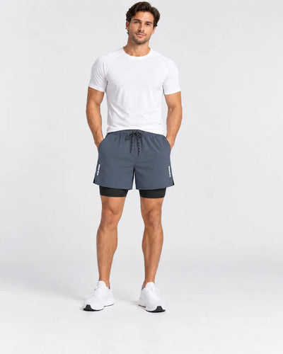 Short Deportivo Running Hombre 2 En 1 Con Calza Interior